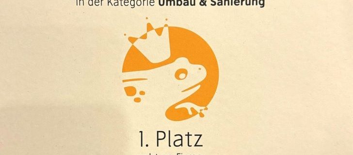 Urkunde über den 1. Platz in der Kategorie "Umbau & Sanierung"
