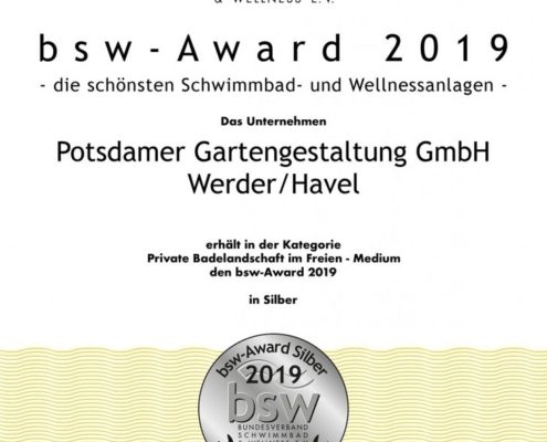 bsw-Urkunde für Potsdamer Garten Gestaltung