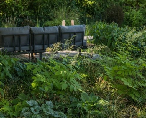 Sitzgruppe umgeben von Stauden Sitzgruppe umgeben von Stauden