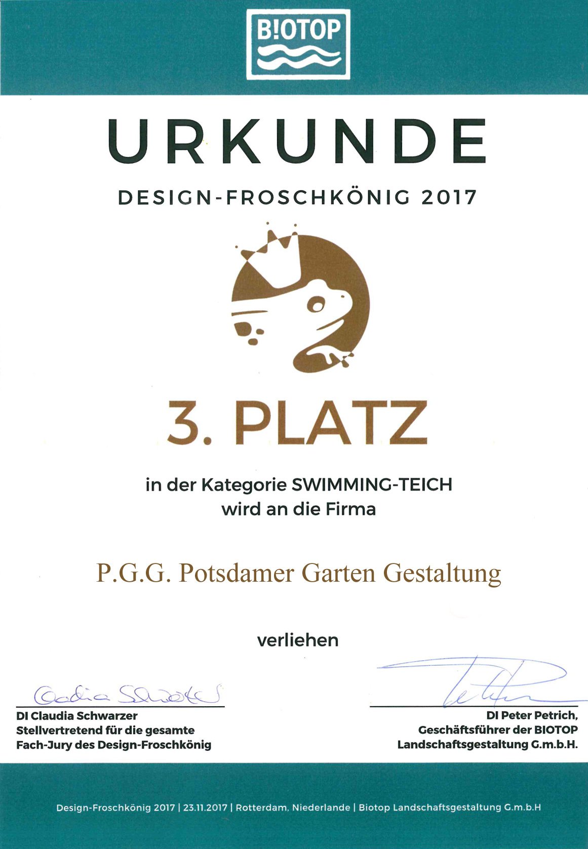 Potsdamer Garten Gestaltung Auszeichnung Design Froschkönig